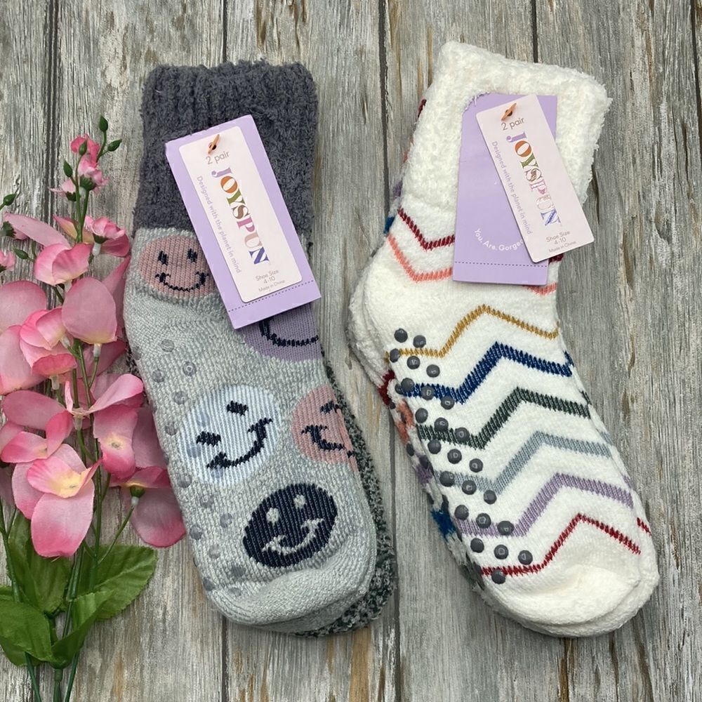 Women's Ultra Soft Fuzzy Lounge Socks 2-Pack Shoe Size 4-10